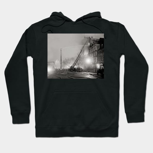 Five Alarm Fire at Night, 1925. Vintage Photo Hoodie by historyphoto